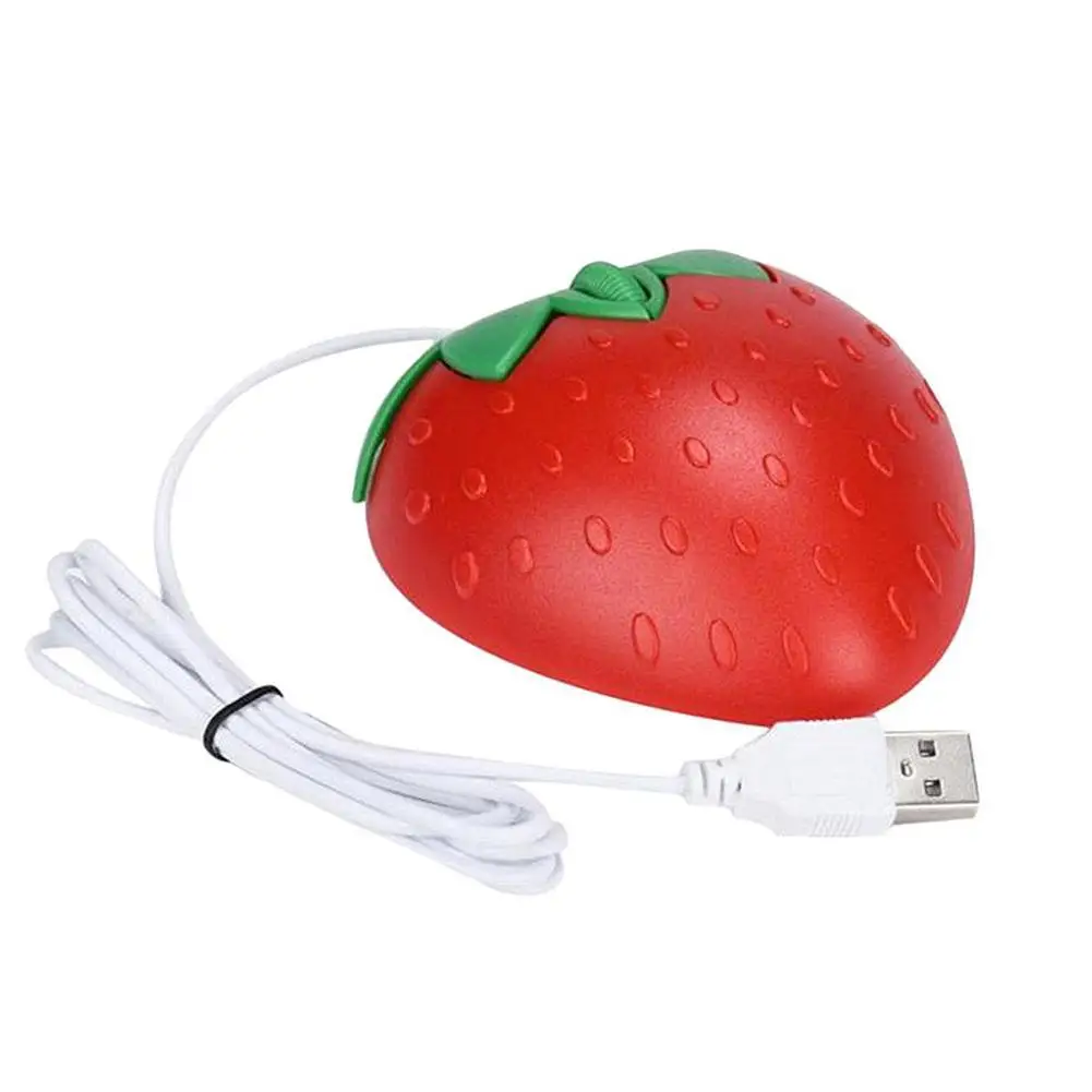 3D Mini Wired Strawberry Shape Wired Mouse USB Optical Mice For Laptop Computer Girls Gift Red Mouse For Office Laptop