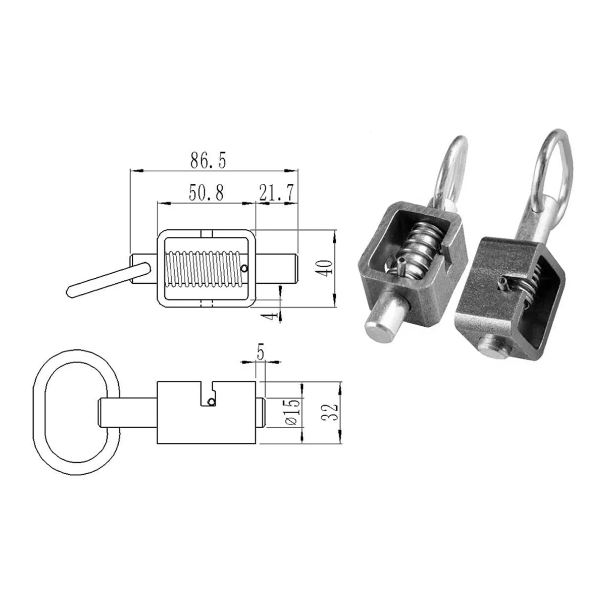 spring latch Trailer Gate Latch Spring Latch Lock Weld on 5/8inch Spring Latch Assembly with Plain Tube 2 Pack