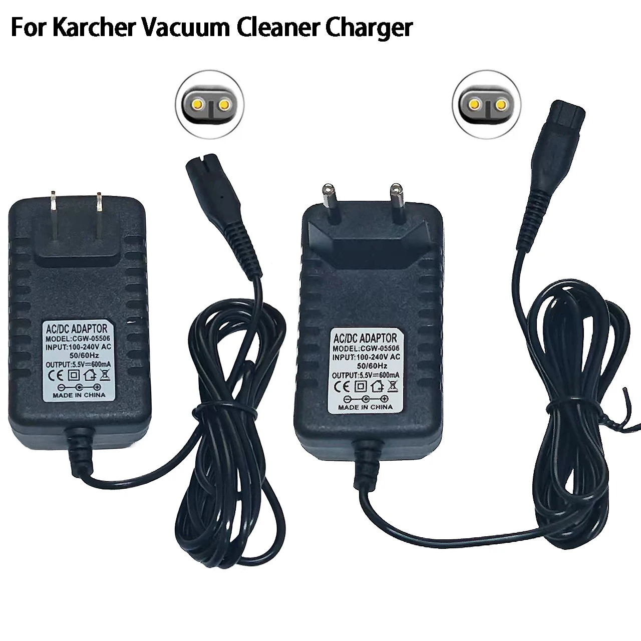 Suitabl for Karcher WV 1/2/5/50/55/60/70/75 Window Glass Vacuum Cleaners EU/US Regulations Window Vac Plug AD-Portable Charger