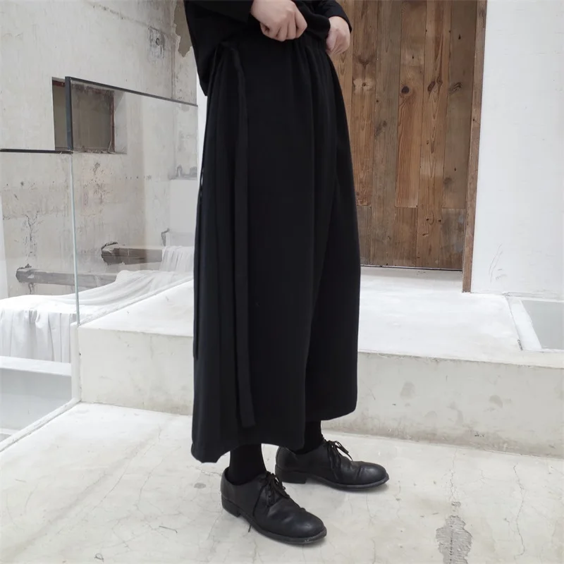 

Men's Wide Leg Pants Spring And Autumn New Europe And The United States High Waist Sun Dark Casual Loose Large Size Nine Pants