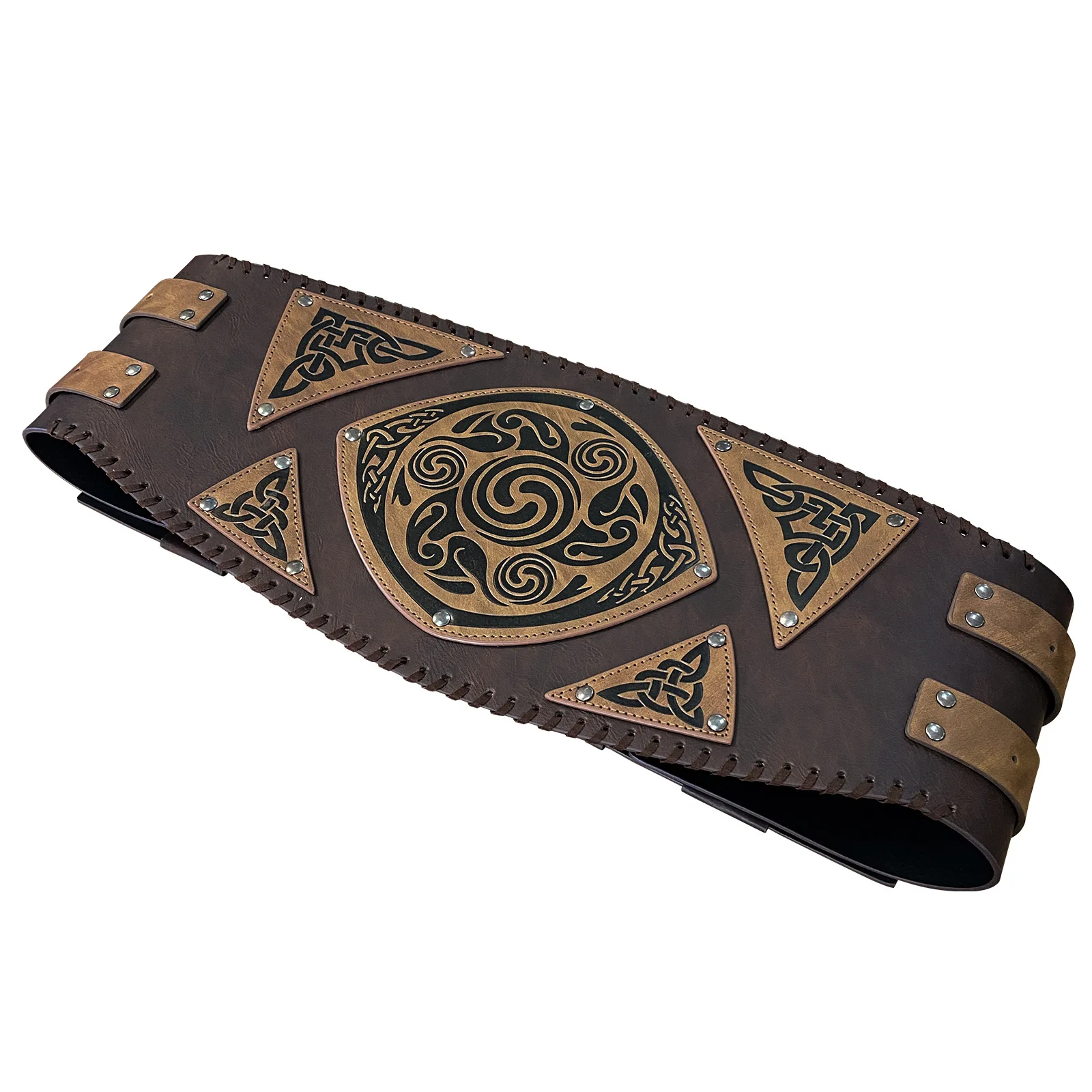 Mens Middeleeuwse Paisley Brede Riem Nordic Viking Stijl Vintage Cosplay Props voor Halloween Party