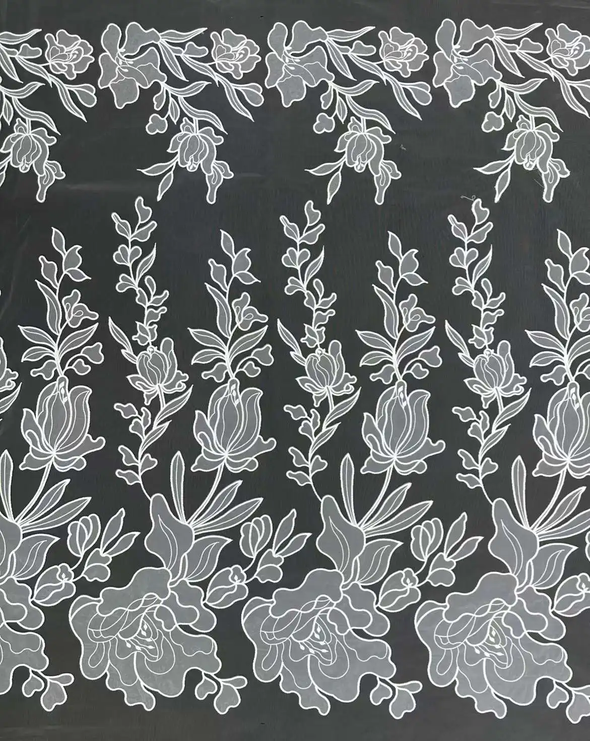 

High Quality Embroidery Organza Flower Mesh Lace Fabric for Wedding Sell by Yards Embroidered Laster Cutting Flower