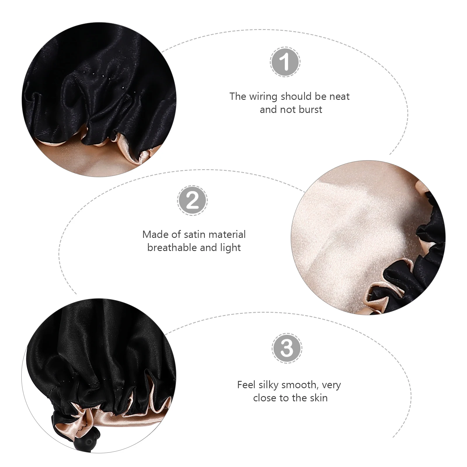 

Adjustable Satin Shower Cap Double Layers Elastic Night Sleeping Hair Bonnet Bathing Makeup Hair Cap Elastic