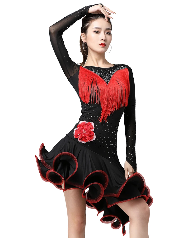 Latin Dance Skirt Performance Dress Women's Social Dance Competition Dance Performance Sexy Fringe Skirt