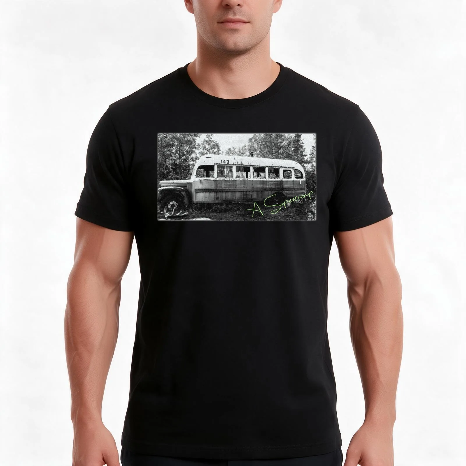 Magic bus T-Shirt, Summer Casual Cotton Tee, Oversized Streetwear Tops, Vintage Graphic Print, Loose Fit Short Sleeve