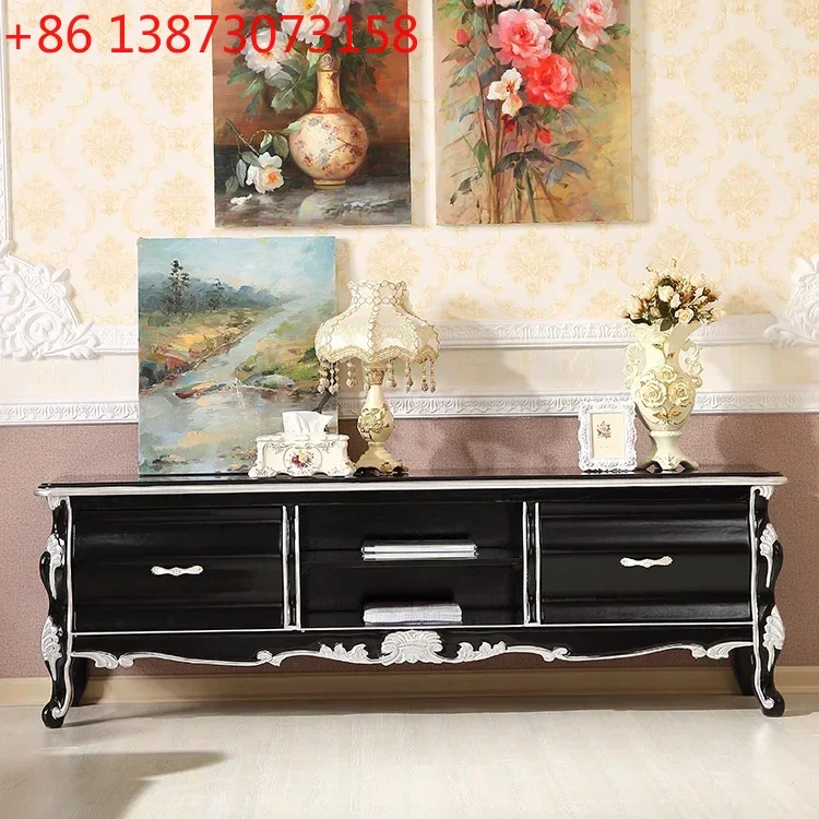 

Комбинация тумбы под телевизор и журнального столика в европейском стиле, неоклассический дизайн, из массива дерева, для гостиной, простой напольный шкаф-тумба под телевизор