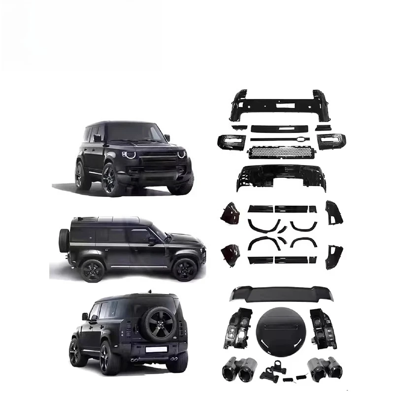 

2020-2023 Defender 90/110/130 ABS Black Body Kit with Front Lips, Rear Diffuser, Grilles, Fender Flares & Spare Tire Cover