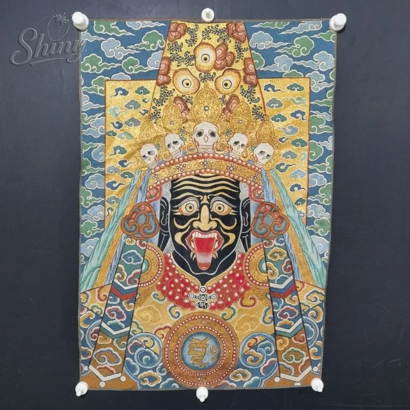 Tibetan Buddhist Zashi Lhamo Thangka Tapestry Hand Embroidered Wealth Goddess Wall Art Home Altar Spiritual Decor