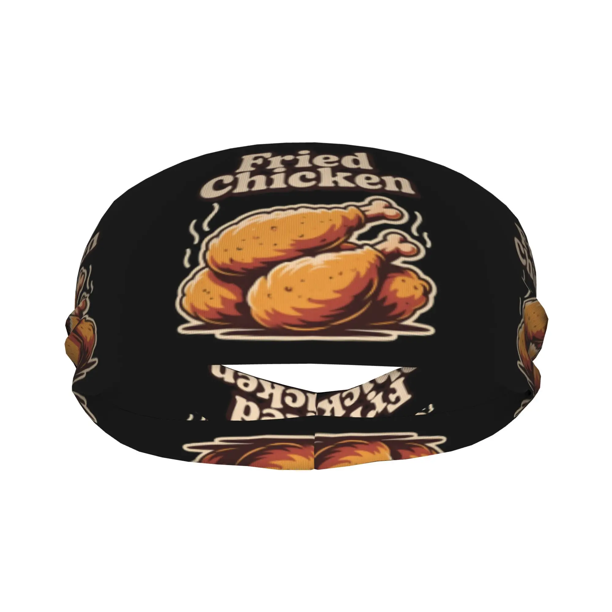 Retro Fried Chicken Print Headband Sweat Absorbent Sports Hairband for Yoga Running Daily Wear Elastic Non-slip Food Lover