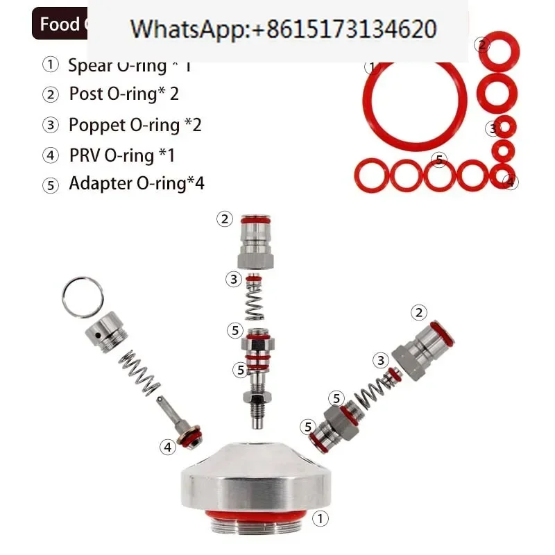 Mini Keg & Growler Double Ball Lock Spear with 50cm Silicone Hose Food Grade 30 psi Compatible with 2/3.6/4/5/8/10L mini keg