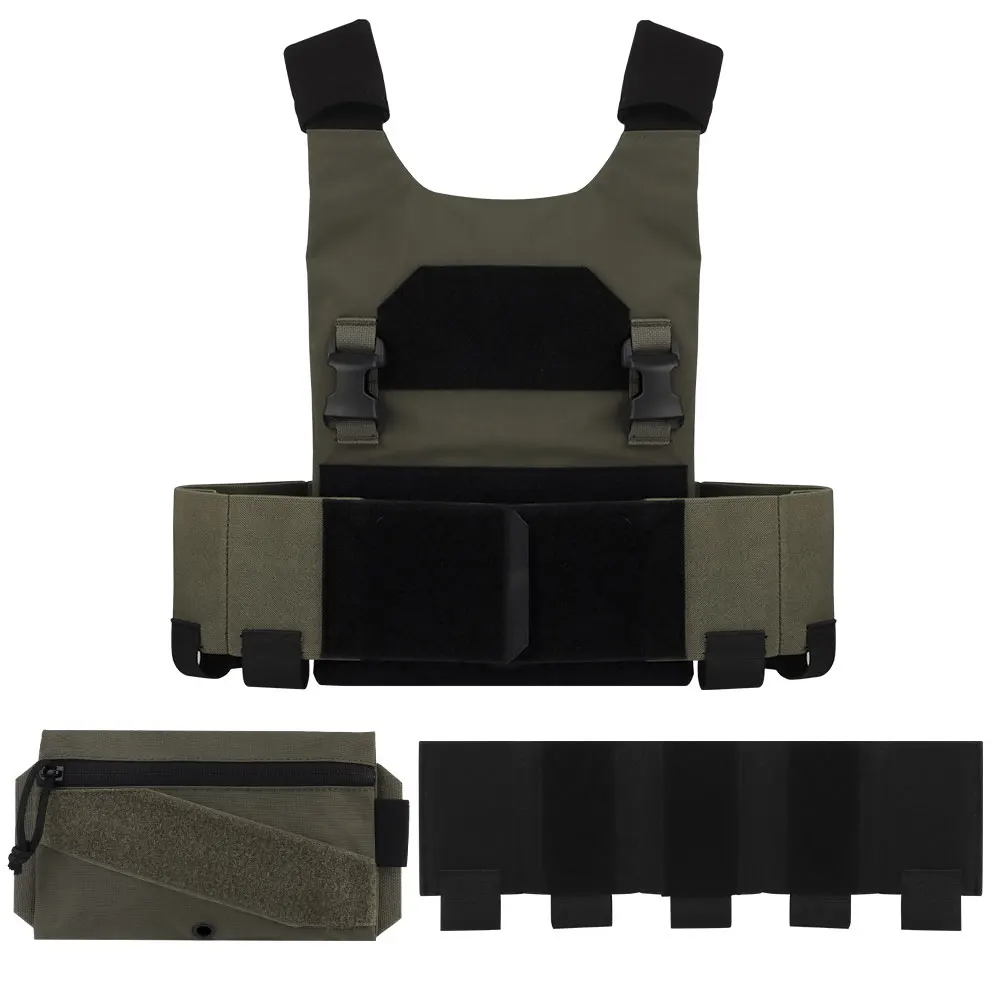 Ensemble de porte-plaques de gilet léger tactique AC-1 avec pochette élastique à Triple chargeur, sac de chasse pour stockage de bonbons, boucle de 2.5cm
