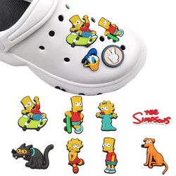 9Pcs The Simpsons Cartoon Shoe Charms Cute Animal Decoration Buckle PVC Badges Shoe Accessories Stitch Slipper Decorations