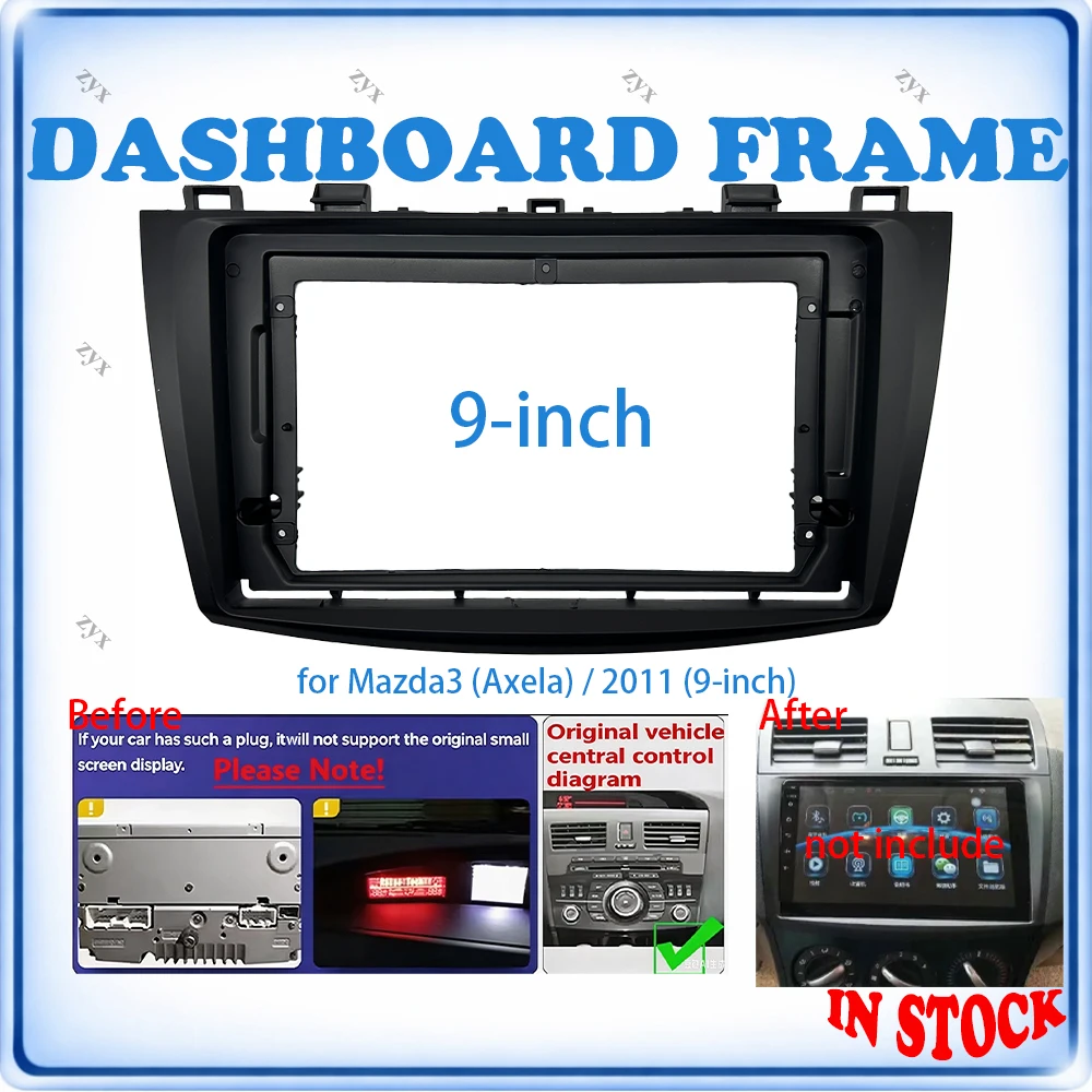 Car Radio Fascia Frame For Mazda3 Axela 2011 9 inch With Canbus Decoder & Wiring Harness Car Accessories Plug & Play