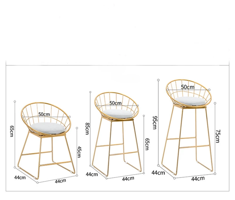 

Nordic Bar Stools Simple Bar Chairs Luxury Wrought Iron Backrest Chair Gold High Stool Modern Restaurant Furniture Bar Stool