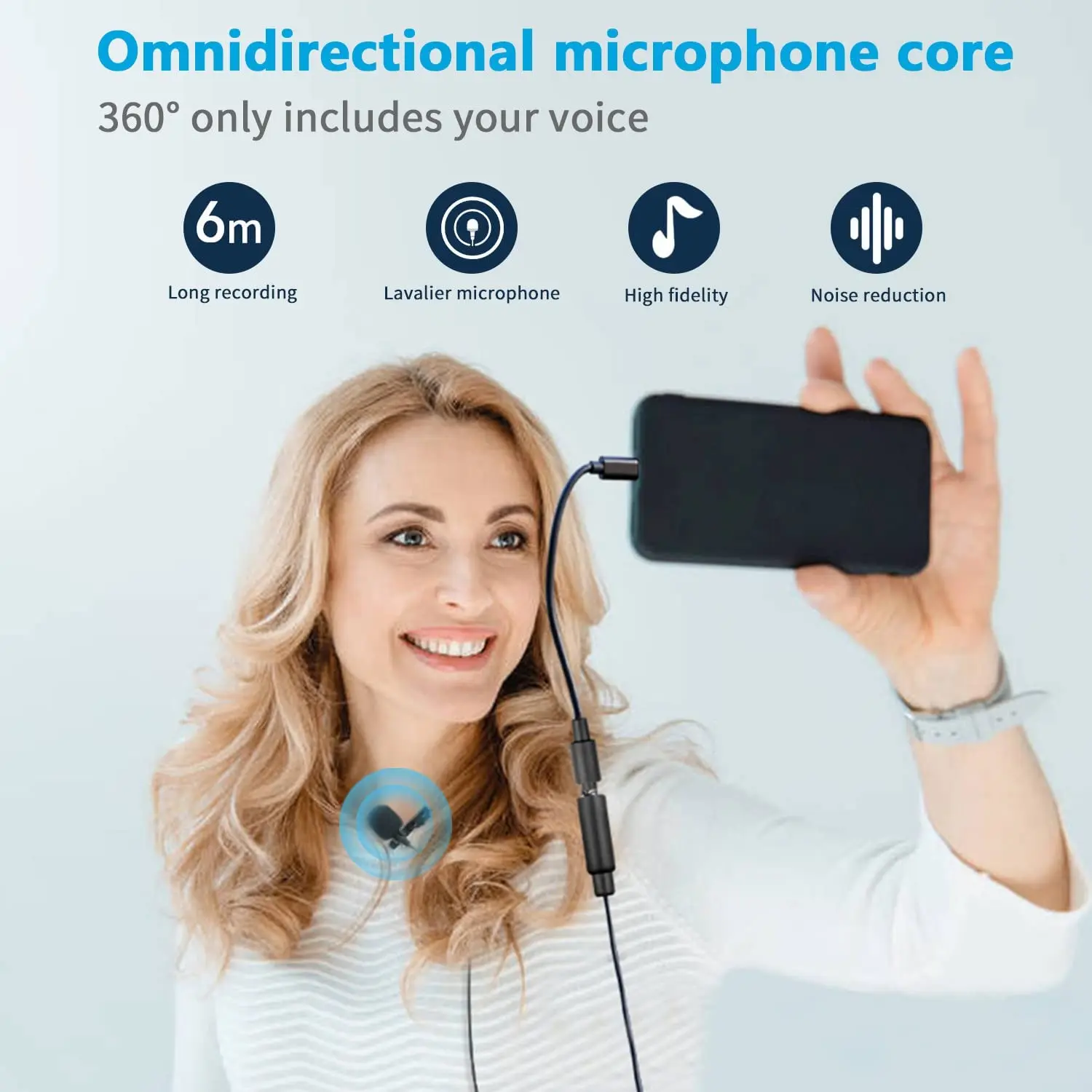 BOYA-プロのラベリアコンデンサーマイク,6m,iPad用,iPhone用,iOSデバイス,ライブストリーミング,YouTube,BY-M2