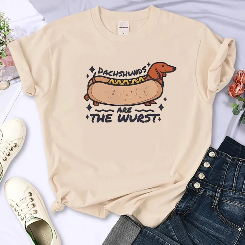 Sausage Dog t-shirts women summer top female harajuku y2k Japanese clothes