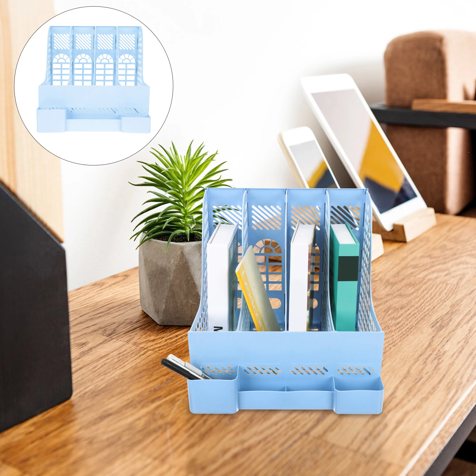 

Plastic Storage Box Detachable Multi-Compartment Book Household Magazine Holder for Office Study Room Classroom Dormitory