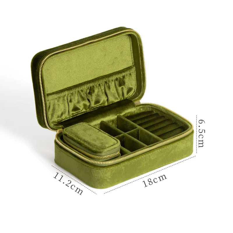 Portable Storage Organizer Retangle Jewelry Box Earring Holder Display Travel Jewelry Case Zipper Travel Case