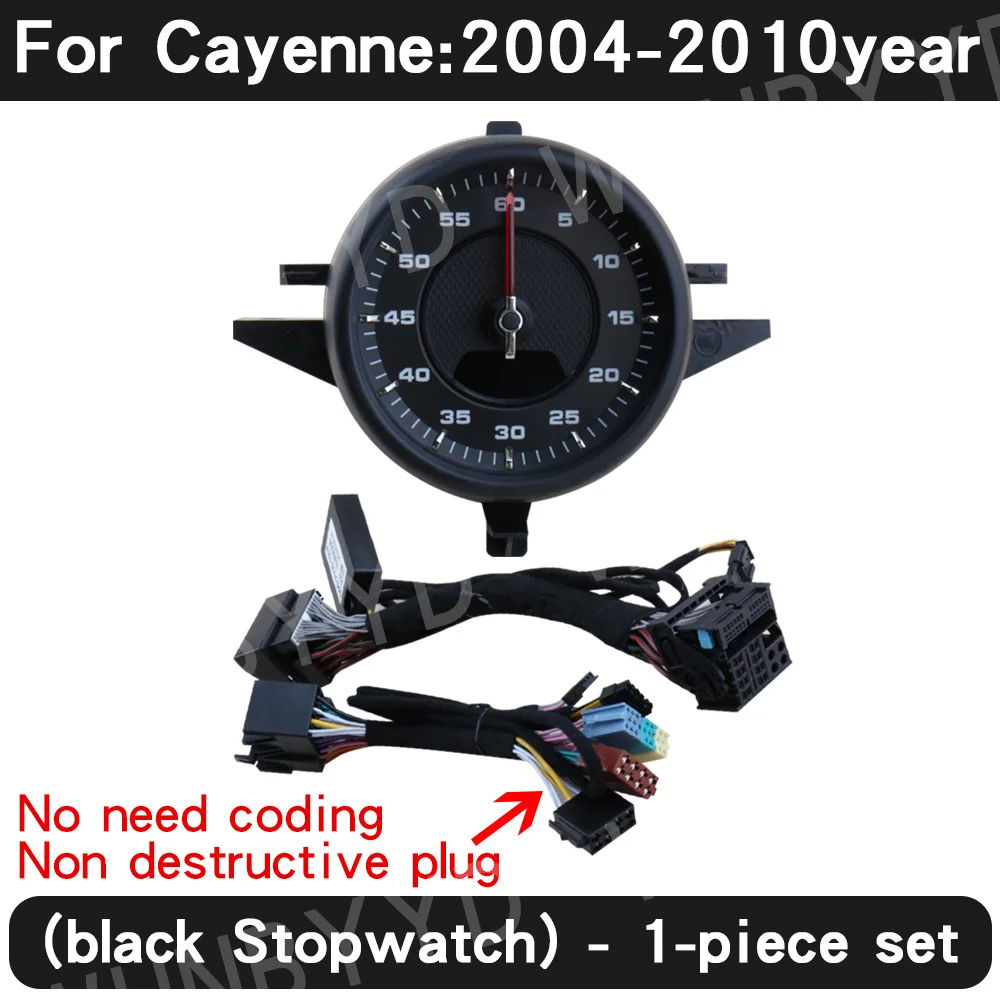 Auto-stopwatch voor Porsche Cayenne 955 06-2010 horloge dashboard klok kompas dashboard panelen modificatie interieur middenconsole accessoires