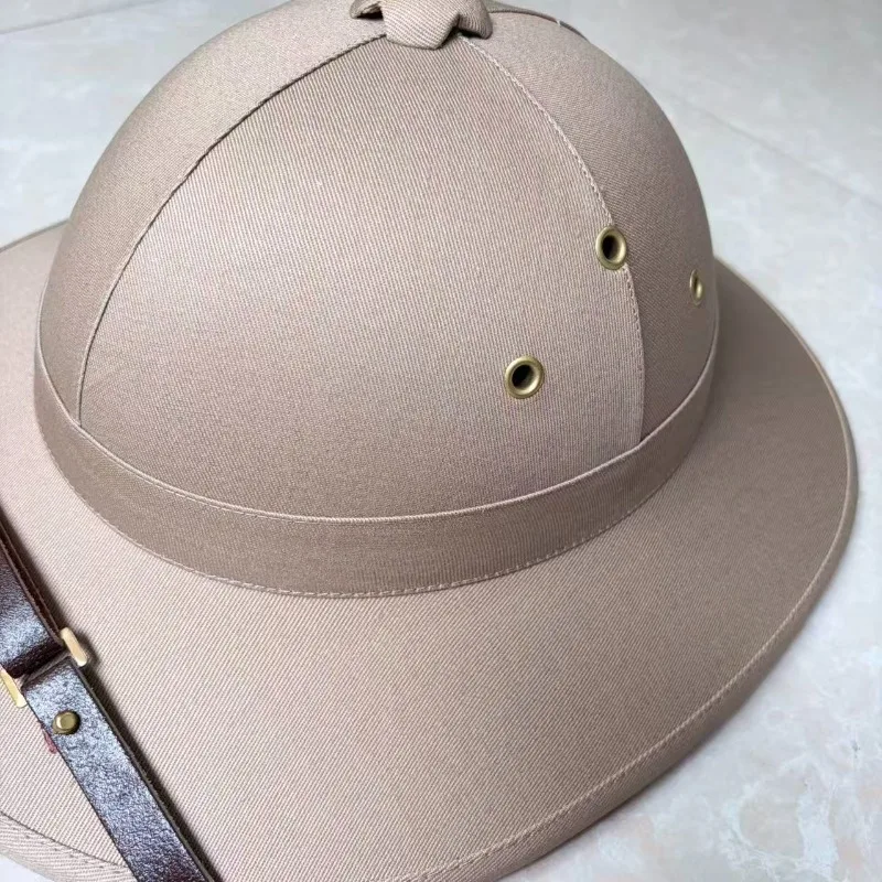 Vietnam War Pith Helmet Vintage Military Sun Hat Khaki Adjustable Safari Tropical Hard Hat for Men Outdoor Reenactment Mũ Cối view 4