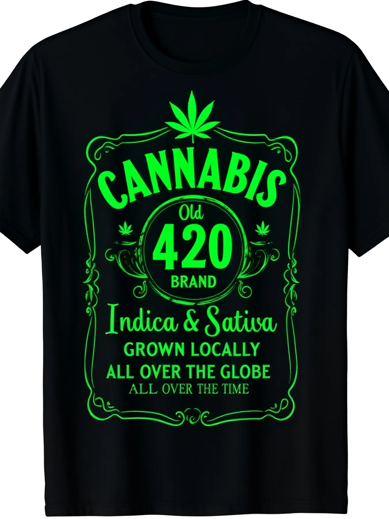 High Time Old 420 Premium Indomycin Cannabis T-Shirt, Comfortable Fit Men's Crew Neck T-Shirt, Ultra-Soft, Breathable, Moisture-Wicking, Casual Summer T-Shirt