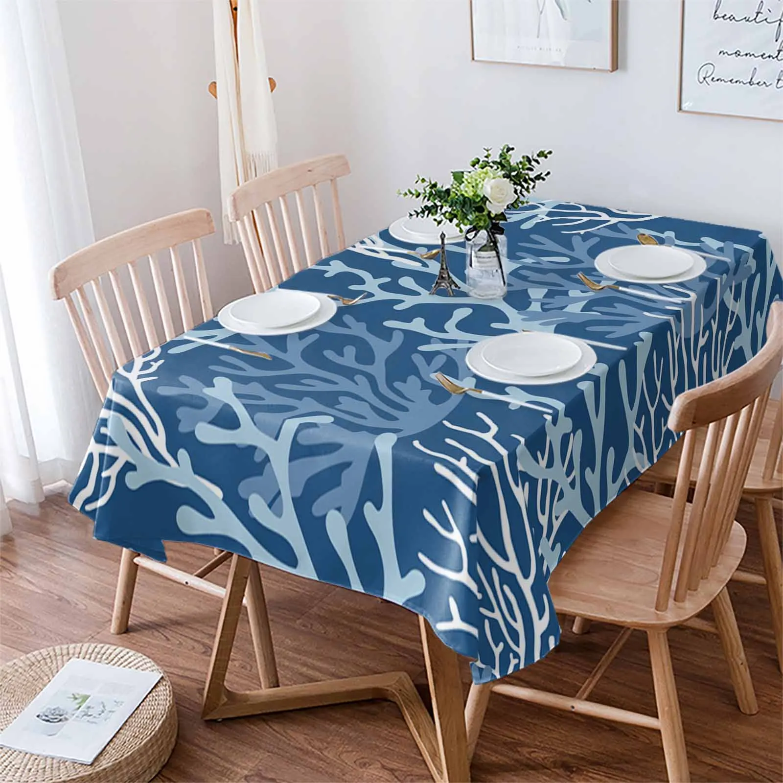 

Marine Coral In Summer Waterproof Tablecloth For Table Kitchen Decorative Coffee Cuisine Party Table Cover