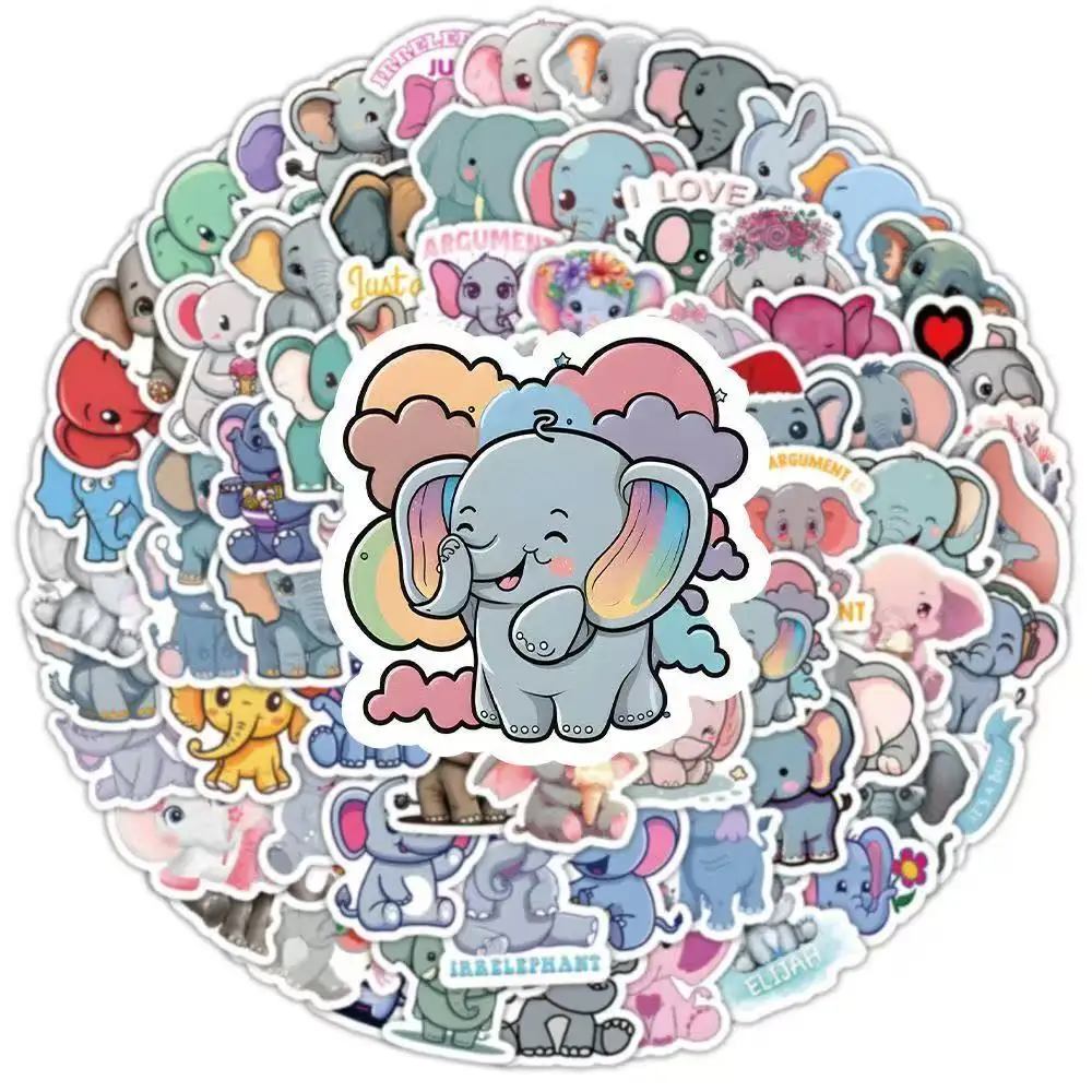 100 ins لون الرياح الفيل ملصق منغ قسم ملصق مضاد للمياه جدار الجدول الهاتف المحمول دفتر حساب اليد الديكور