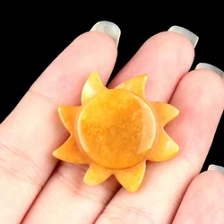 Natural Yellow Jade Sun Ornament for Home Decoration Hot Sales Healing Chakra Crystal 28mm Solar Pendant Figurine Sculpture