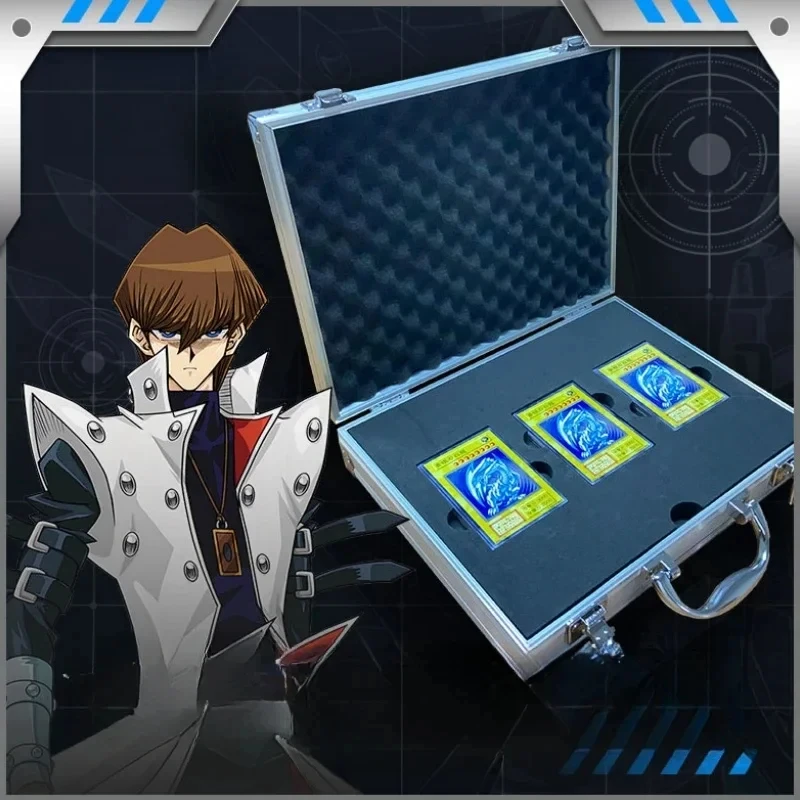 Yu-Gi-Oh Card Case Seto Kaiba Premium Portable Aluminum Alloy Kc Suitcase Diy Action Toy Figures Game Collection Storage Box