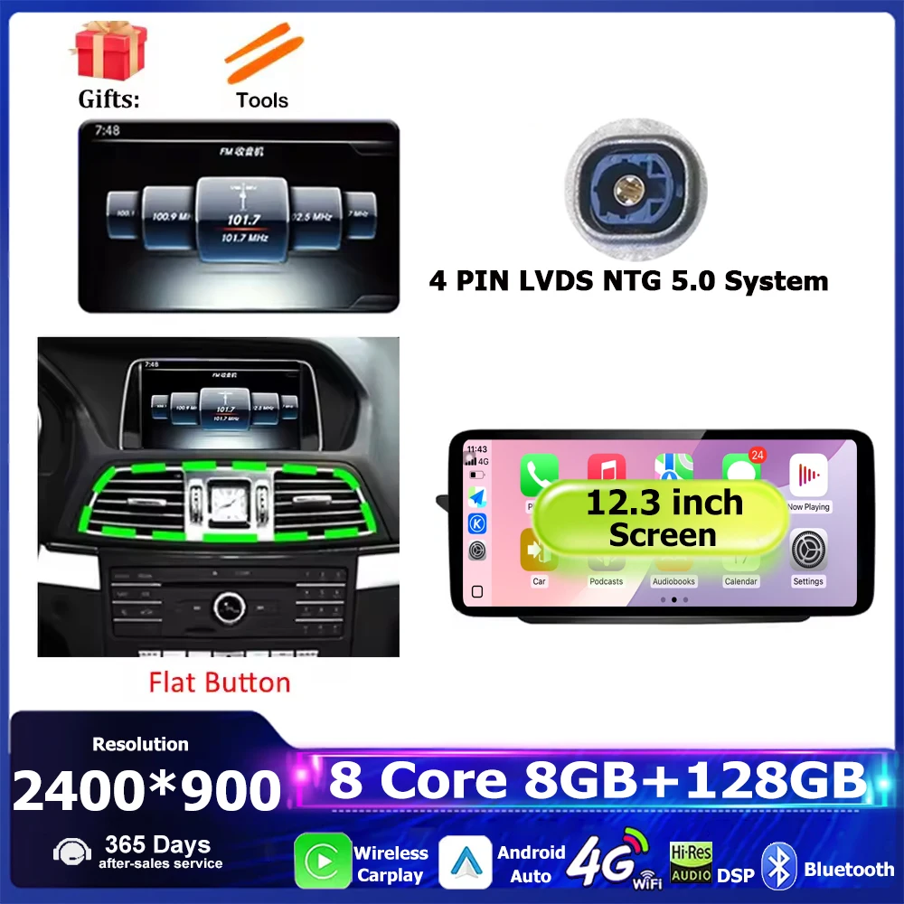 Android 16 Voor Mercedes Benz E Klasse C207 W207 A207 2009-2016 Autoradio Multimedia Stereo GPS 4G Draadloze CarplayPlayer WiFi
