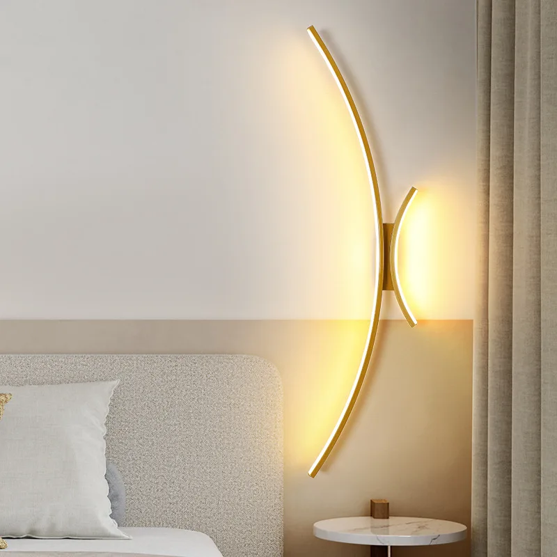 Minimalistische Bed Led Wandlamp Nordic Muur Schans Voor Slaapkamer Gangpad Woonkamer Decoratie Indoor Verlichtingsarmatuur Glans