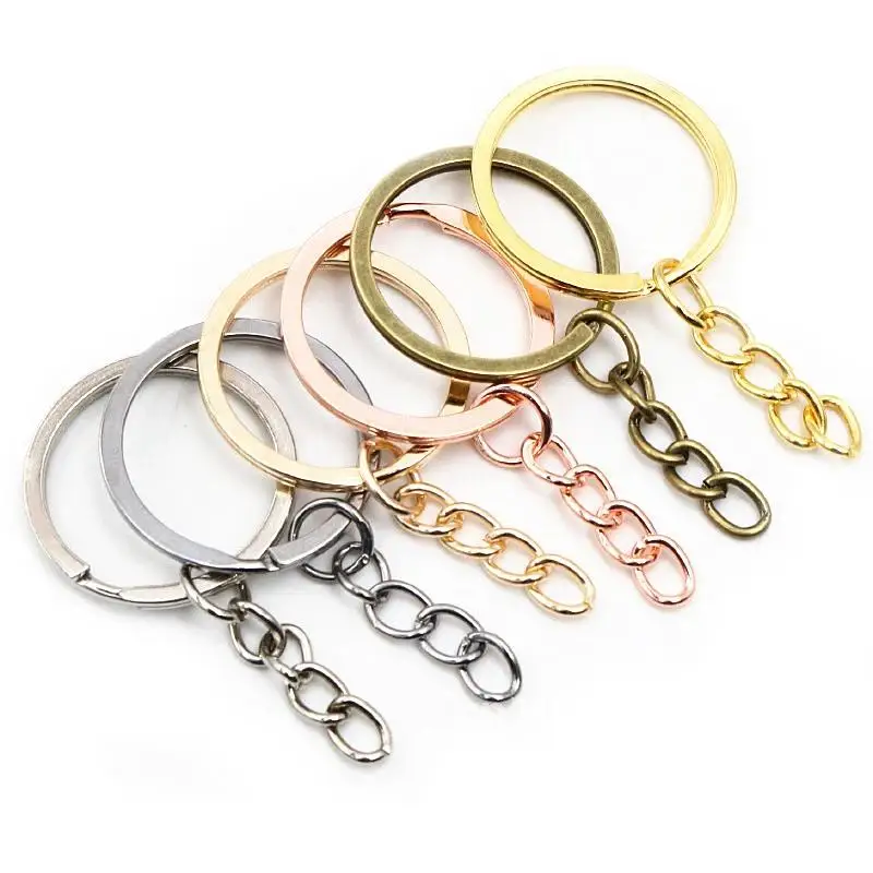 20 pcs/lot Key Ring Key Chain 6 Colors Plated 50mm Long Round Split Keychain Keyrings Wholesale