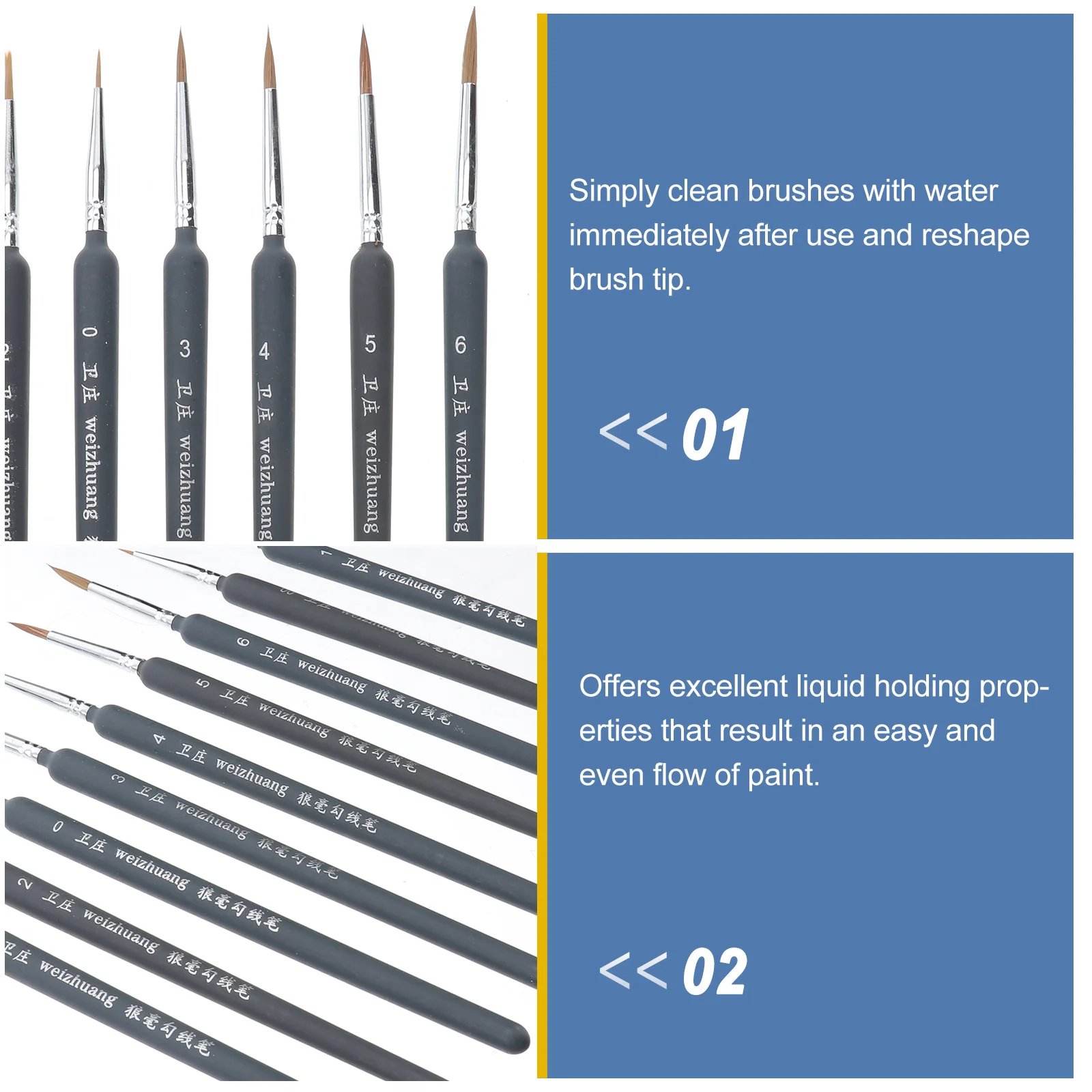 

9Pcs Detail Paint Brush Set Fine Detailing Miniature Paint Drawing Accessories for Acrylics Watercolors Gouaches Oils