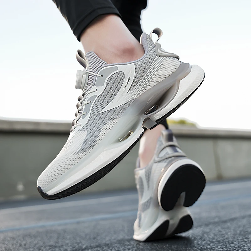 

Самые продаваемые мужские кроссовки большого размера на толстой подошве с воздушной подушкой, амортизирующие, из дышащей и тканой сетки на шнуровке