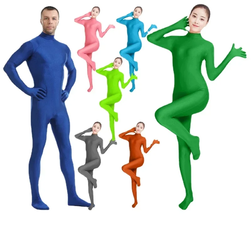 New kid adult Lycra zentai suit custome unisex skin tight jumpsuit one piece turtleneck bodysuit dancewear for women and men