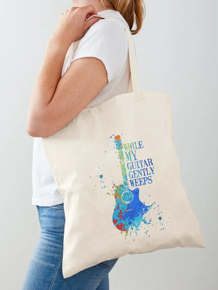 

quot While My Guitar Gently Weeps quot Design Tote Bag tote bags men tote bag men foldable reusable bag shopping cart bags