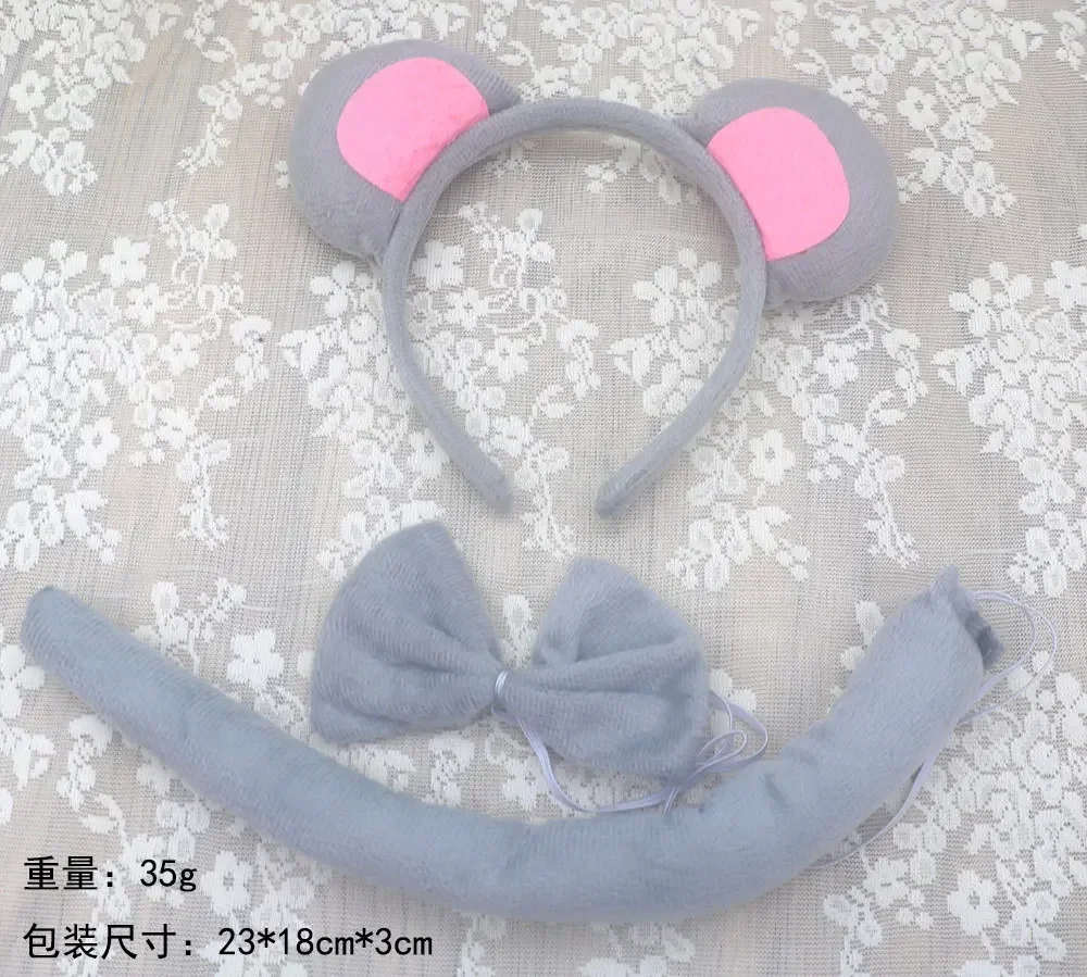 어린이 마우스 세트 귀 머리띠 꼬리 코 활 타이 스커트, 생일 파티 장식 모자, 할로윈 코스튬 코스프레