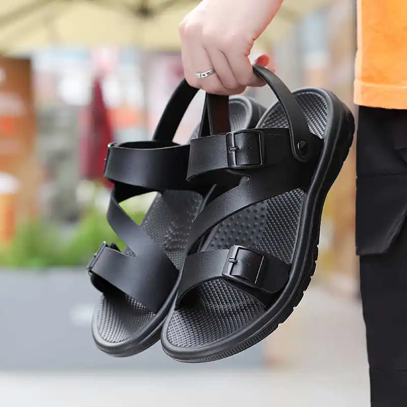 

Round Foot Open From The Back Men's Sneakers Black Casual Boots Without Heels Summer Outdoor Shoes Men Sports Class Snaeker