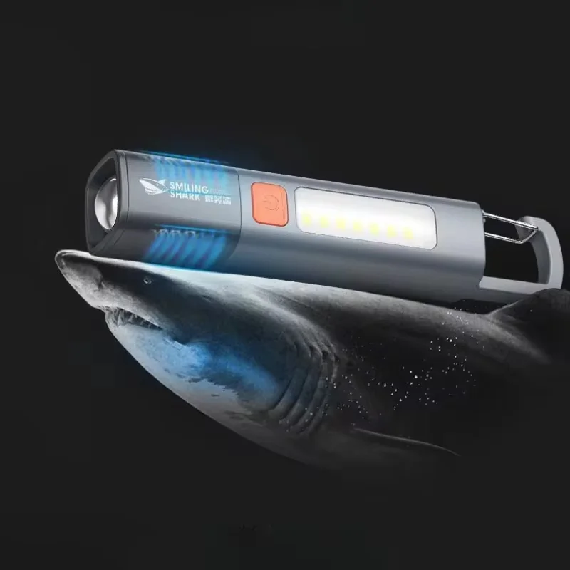 Outdoor Flashlight Portable Strong Light Variable Focus Floodlight Side Lights Mini Flashlight High Brightness Fishing Lamp