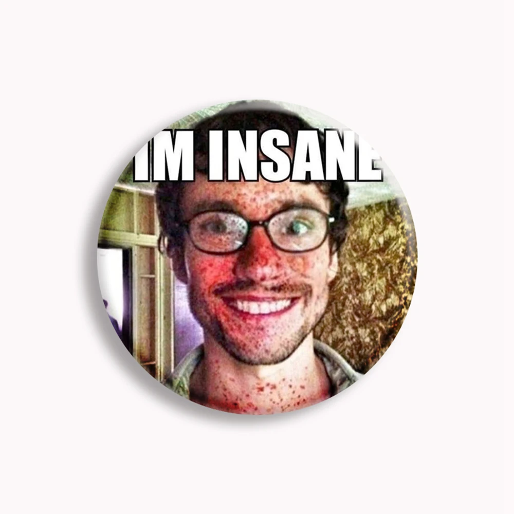 Pink Bow Will Graham Clock I Am Insane Funny Meme Button Pin Metal Badge Hannibal Brooch Bag Accessories Decor Fans Collect Gift