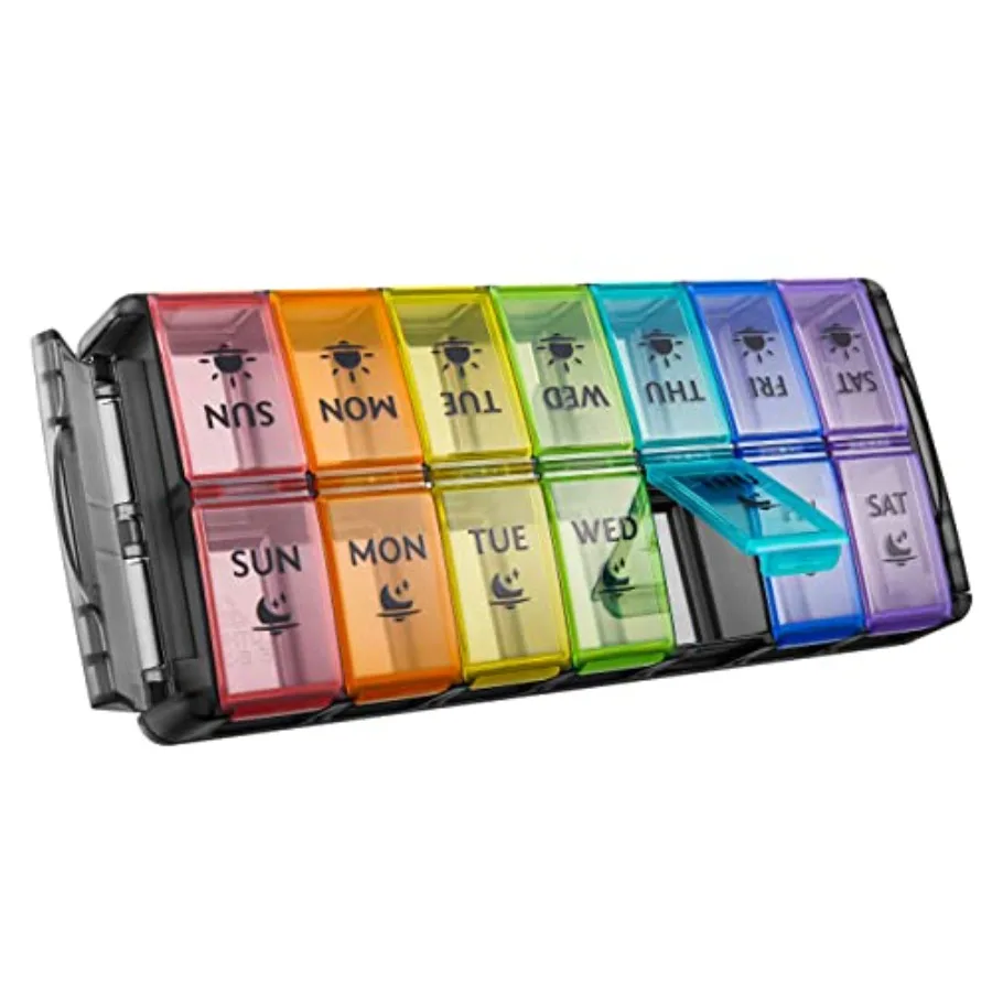 

Large Pill Organizer 2 Times a Day 7 Day AM PM Pill Organizer wit Lock, Ea Fill and Detacable Design, Travel Medicine tamins an
