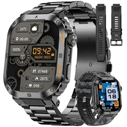 Militaire Slimme Horloge Voor Mannen Met Bluetooth Call 100 + Sport Modi Activiteit Tracker Horloge Voor Iphone Android Outdoor Smartwatch