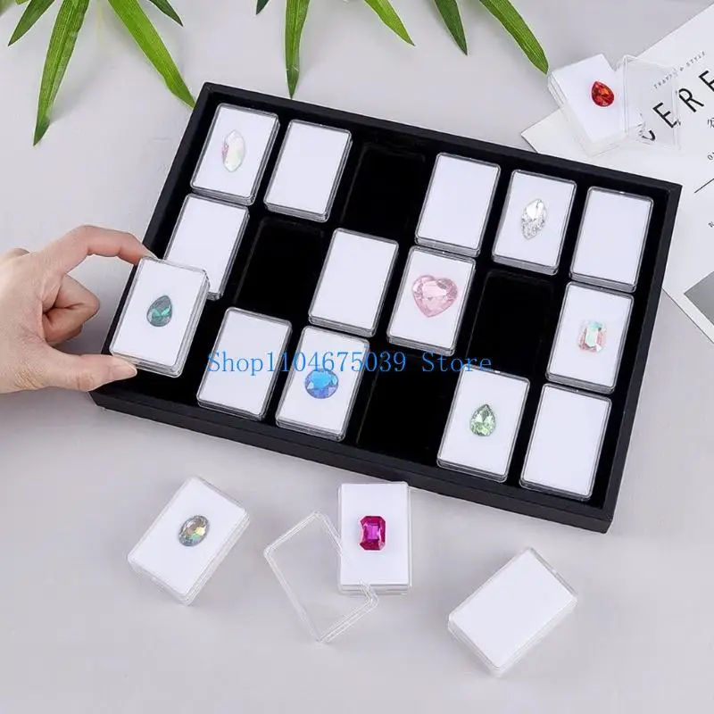 

5asd Stylish Gemstones Display Boxes Diamonds Storage Organiser with Clear Lid for Jewelry Rhinestones and Small Crafts