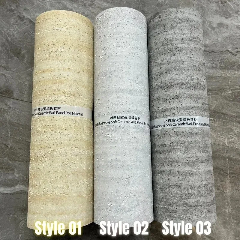Vintage Faux 3D Roman Stone Pattern Self-Adhesive Wallpaper Waterproof Foam Wall Stickers Wall Covering for Interior Renovation