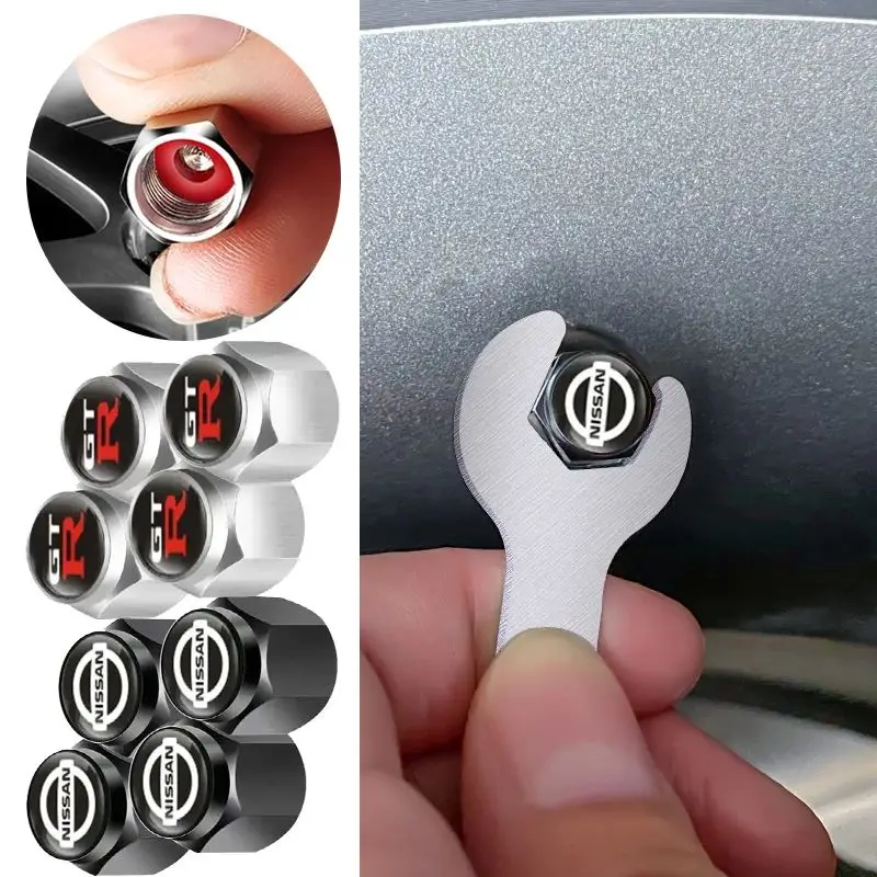Alloy for Nissan GTR 350Z Kicks Teana Sylphy Versa X-Trail Maxima Navara Car Wheel Tire Valve Caps Cover With Wrench Styling