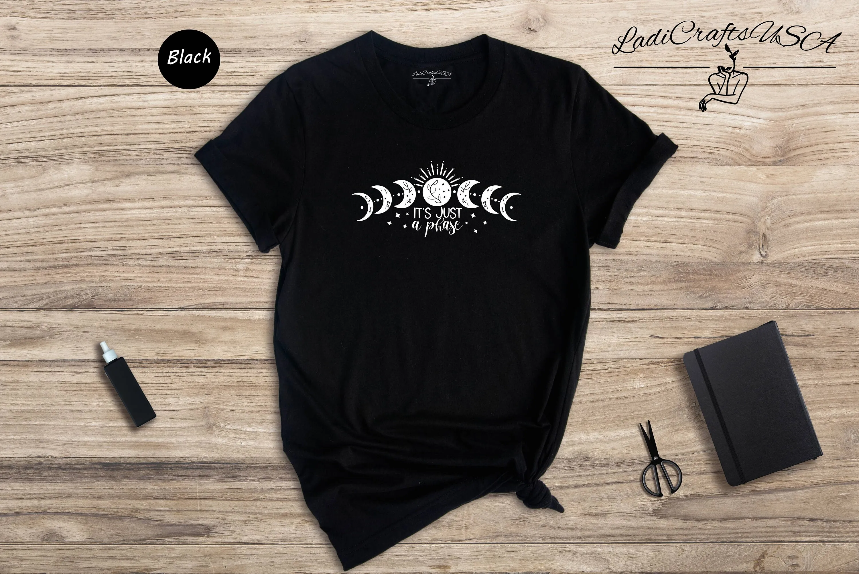 It'S Just A Phase T Shirt Floral Moon Sarcastic Astrology Celestial Lunar Cycle