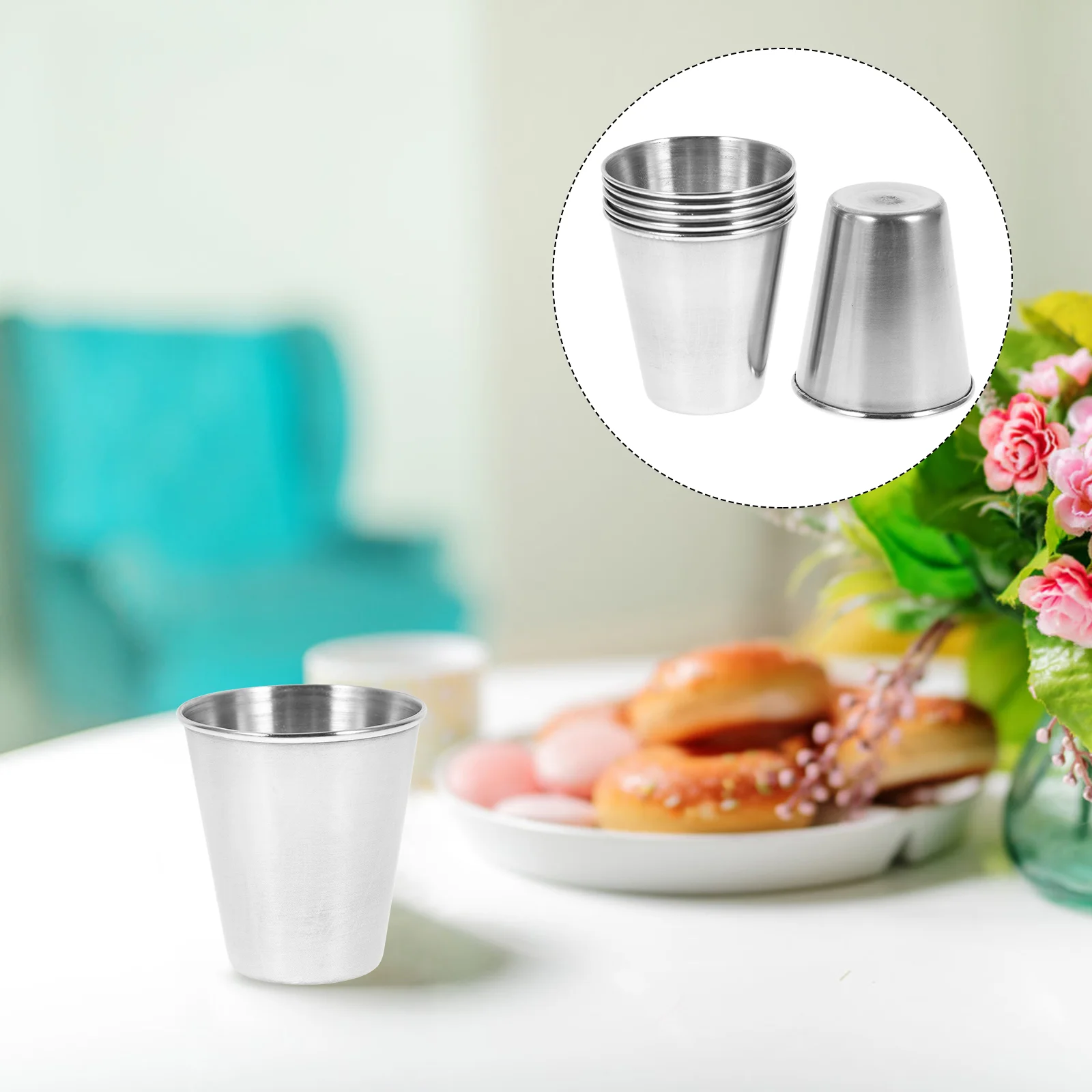 

6 Pcs Coffee Cups Stainless Steel Glass Shatterproof Multi-functional Beer Gift Silver Cocktail Party Office