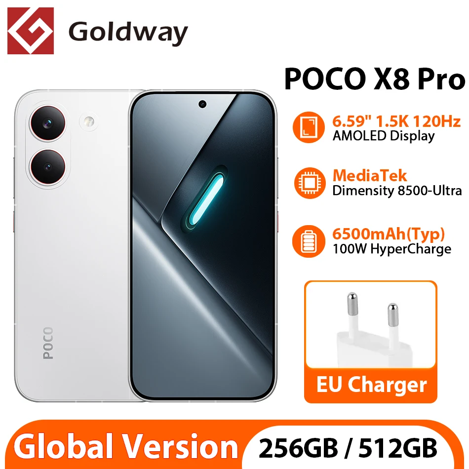 POCOX8PRO5GالعالميةالإصدارSMARTphoneMTKالكثافة8500-ULTRA6500MAH100WHYPERCHARGE1.5K120HZDISPALY50MPOISIP68.-AliExpress509