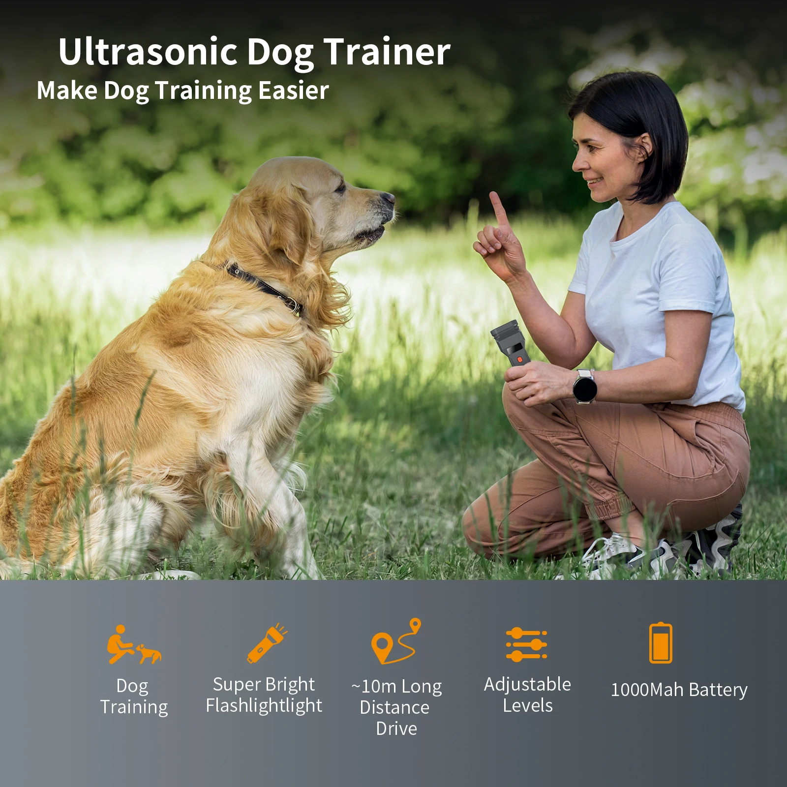 جهاز رادع لحاء الكلاب، 3X بالموجات فوق الصوتية المضادة للنباح، وضعان للتدريب 23 قدمًا، لا مزيد من ألوان السلوك في الداخل والخارج