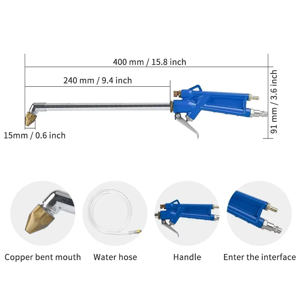 40cm Car Water Cleaning Pistol 1.2M Hose Multi-functional Air Water Dual-purpose Dust-blowing For Grease Removal Cleaning Tool